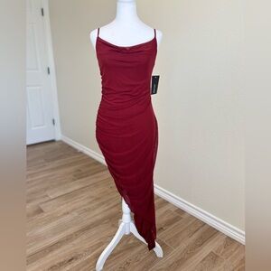 Liz and Sarah Bodycon Midi Dress Burgundy Size Large